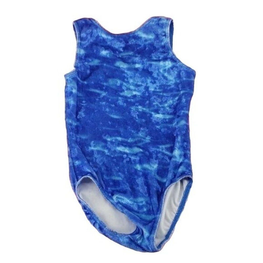 Danskin Blue Crushed Velvet Size Small Girls Dance Gymnastics Leotard